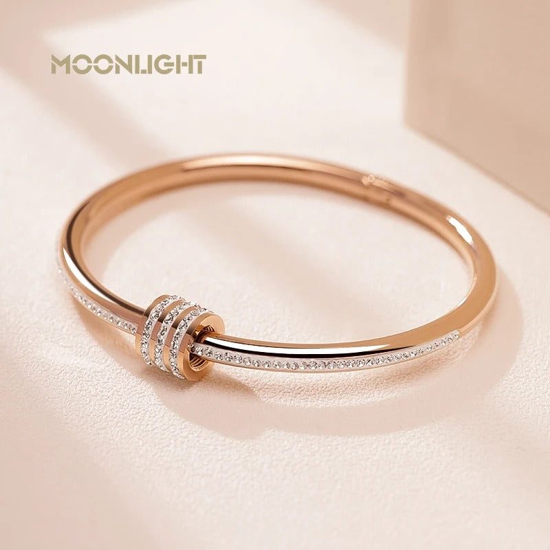 Classic Crystal Screw Bangle Bracelet for Women