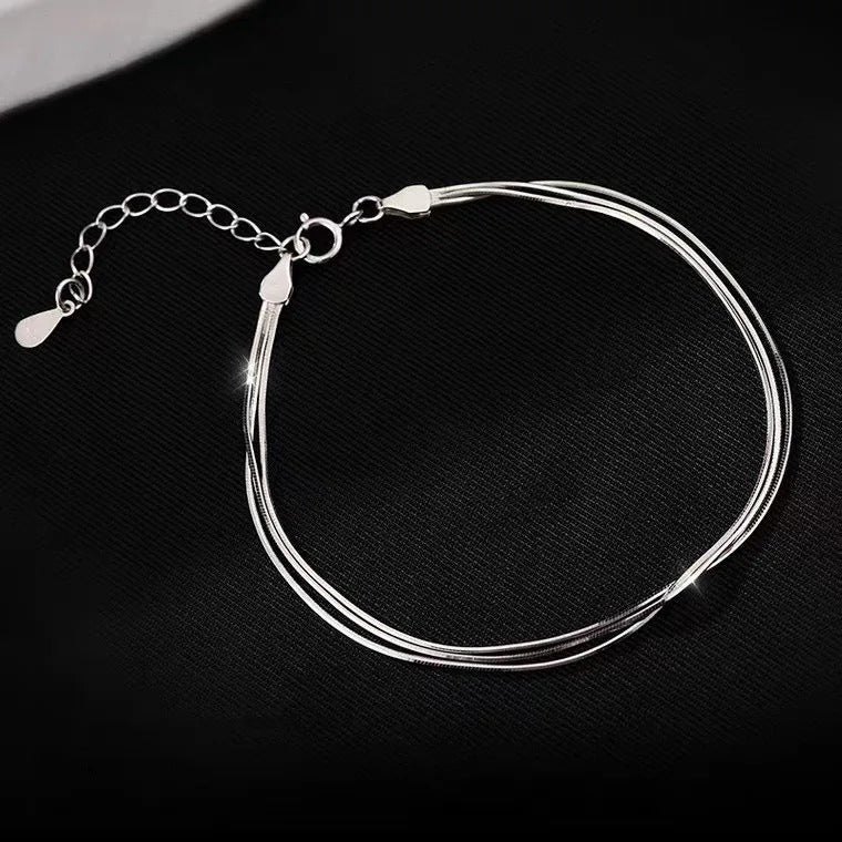 Triple Layer Geometric Bead Bracelet for Women