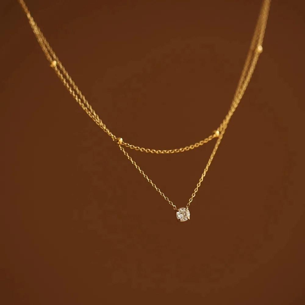 Double Layer Crystal Choker Necklace for Women