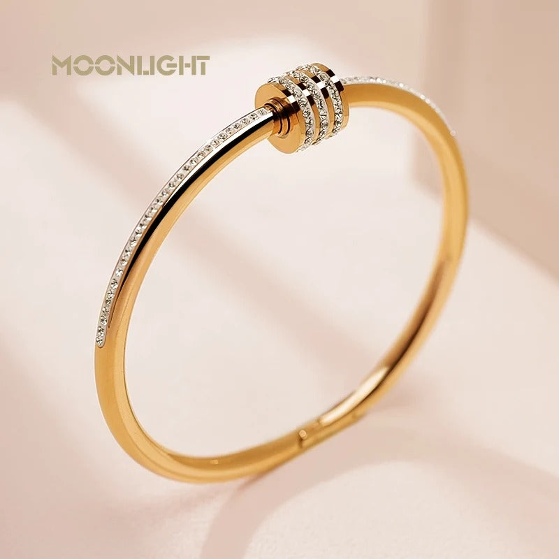 Classic Crystal Screw Bangle Bracelet for Women