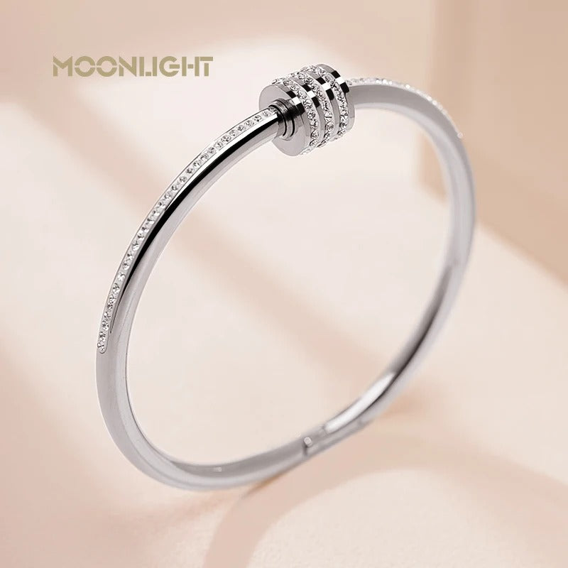 Classic Crystal Screw Bangle Bracelet for Women