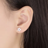 Pink Purple Floral Crystal Stud Earrings for Women