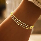 Triple Layer Geometric Bead Bracelet for Women