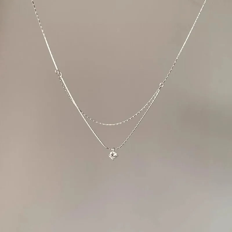Minimalist Double Layer Pendant Choker Necklace for Women