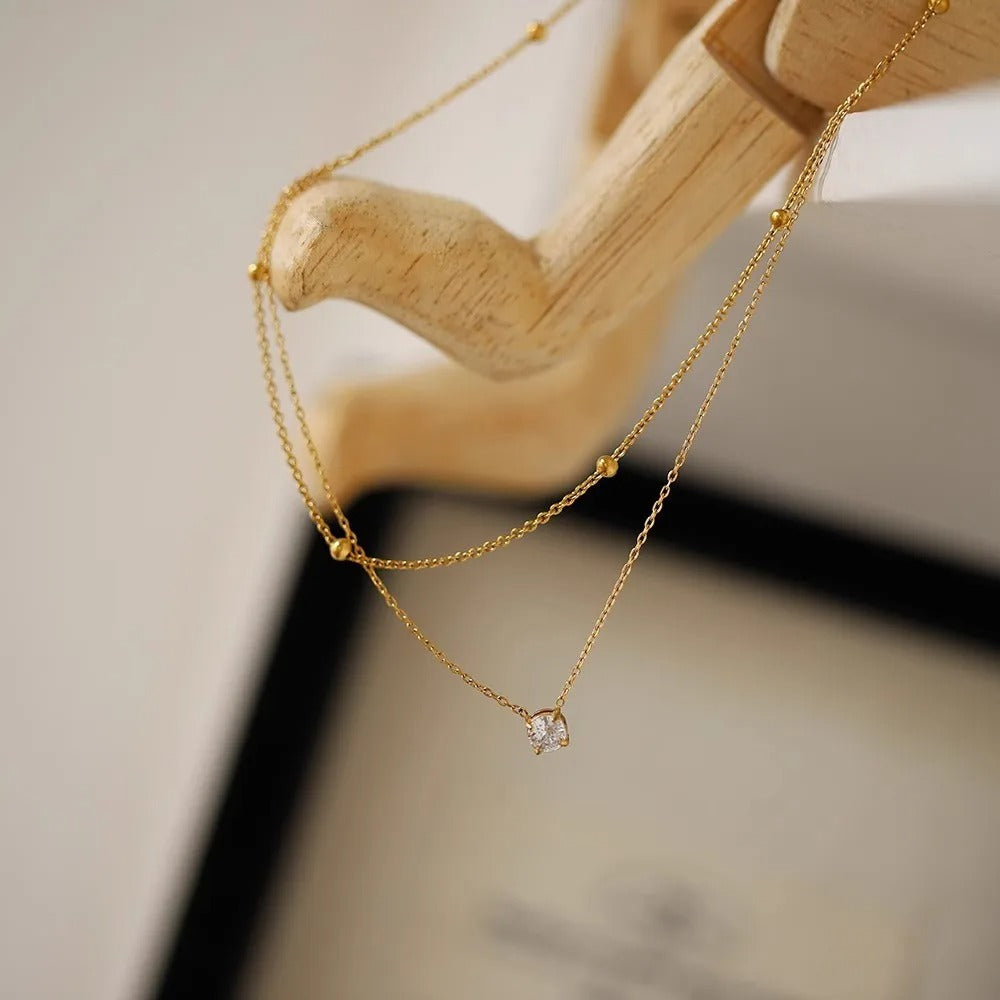 Double Layer Crystal Choker Necklace for Women