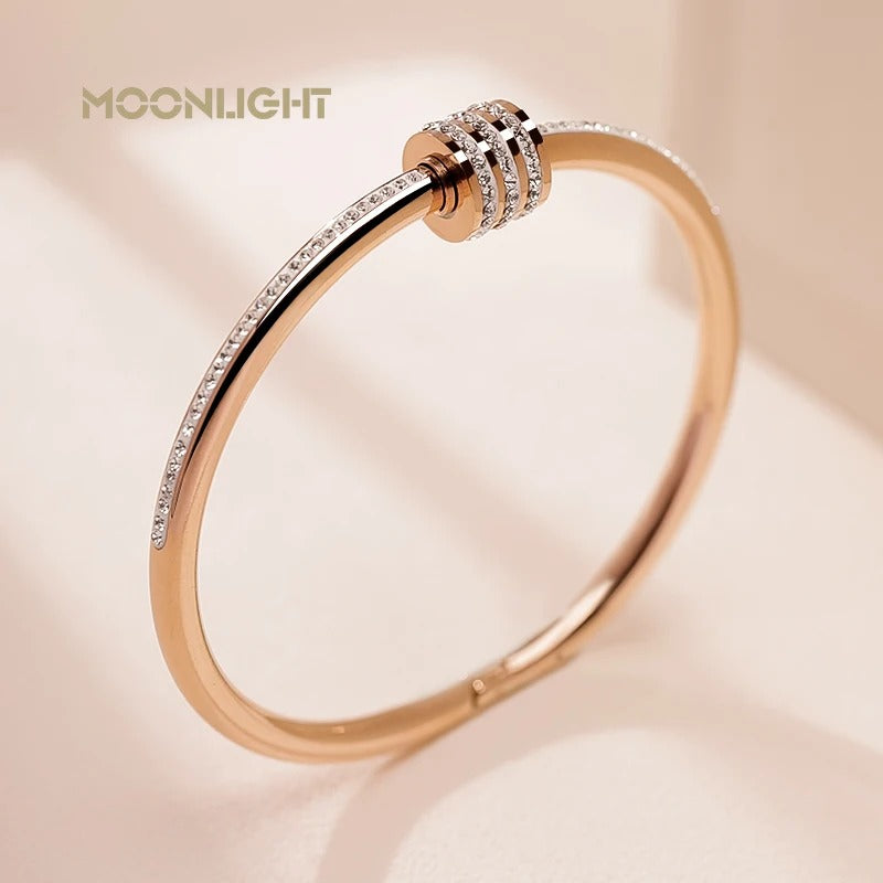 Classic Crystal Screw Bangle Bracelet for Women