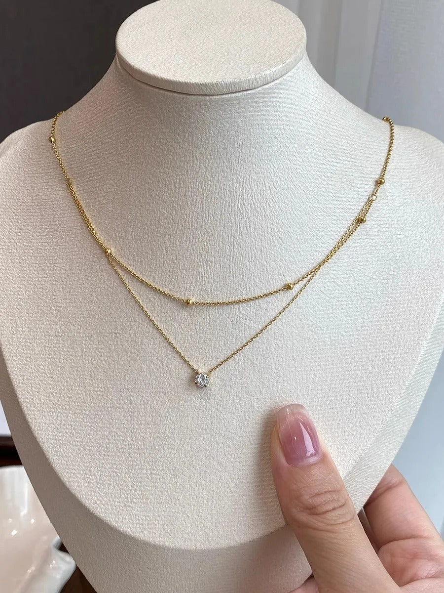 Double Layer Crystal Choker Necklace for Women