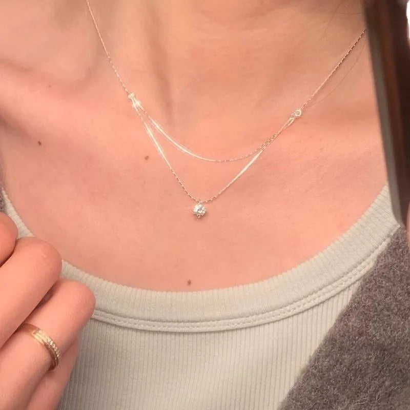 Minimalist Double Layer Pendant Choker Necklace for Women