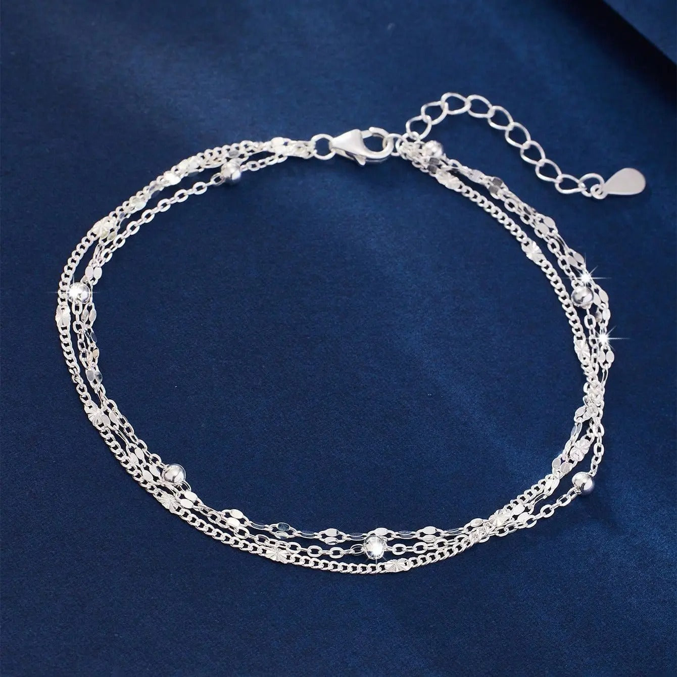 Triple Layer Geometric Bead Bracelet for Women