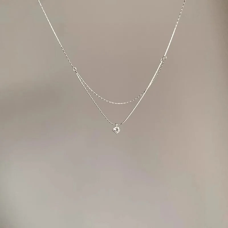 Minimalist Double Layer Pendant Choker Necklace for Women