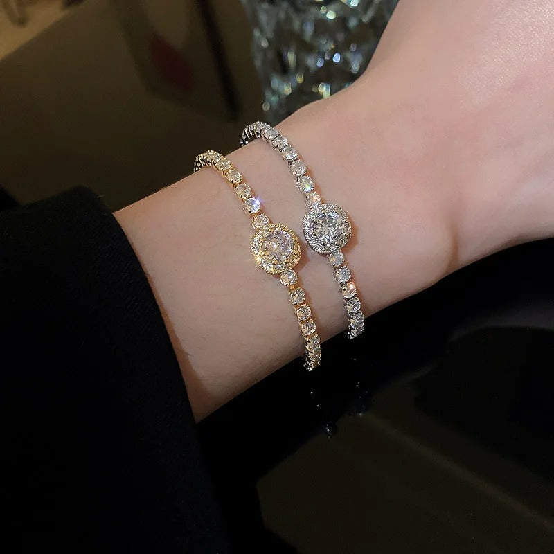 Adjustable Square Crystal Bangle Bracelet for Women