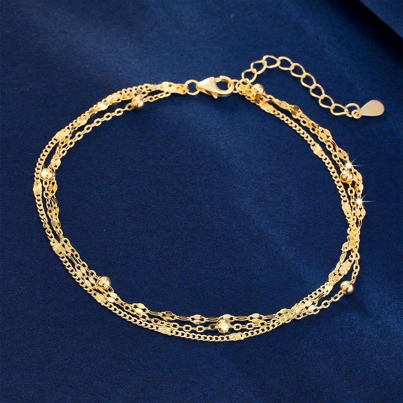 Triple Layer Geometric Bead Bracelet for Women