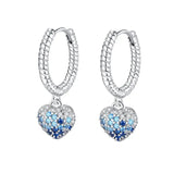 925 Sterling Silver Blue Zircon Heart Earrings