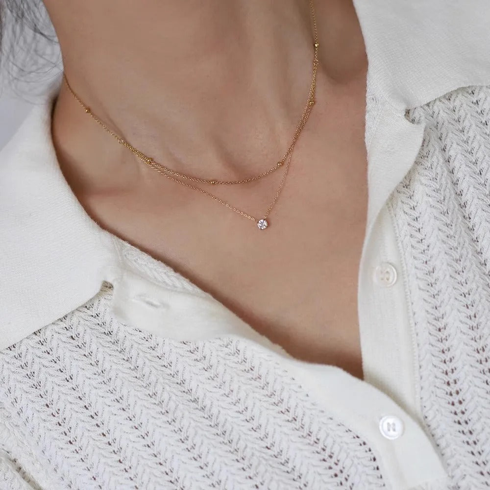 Double Layer Crystal Choker Necklace for Women