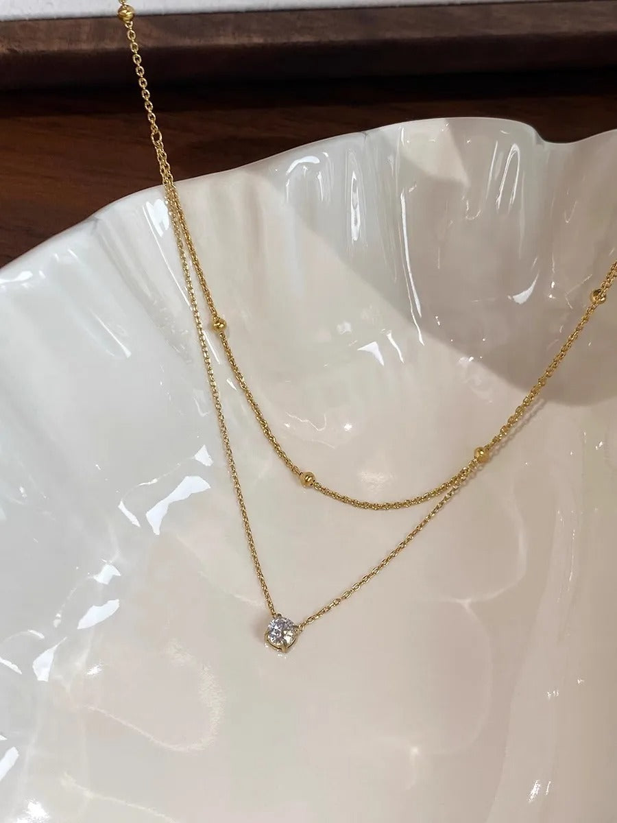 Double Layer Crystal Choker Necklace for Women