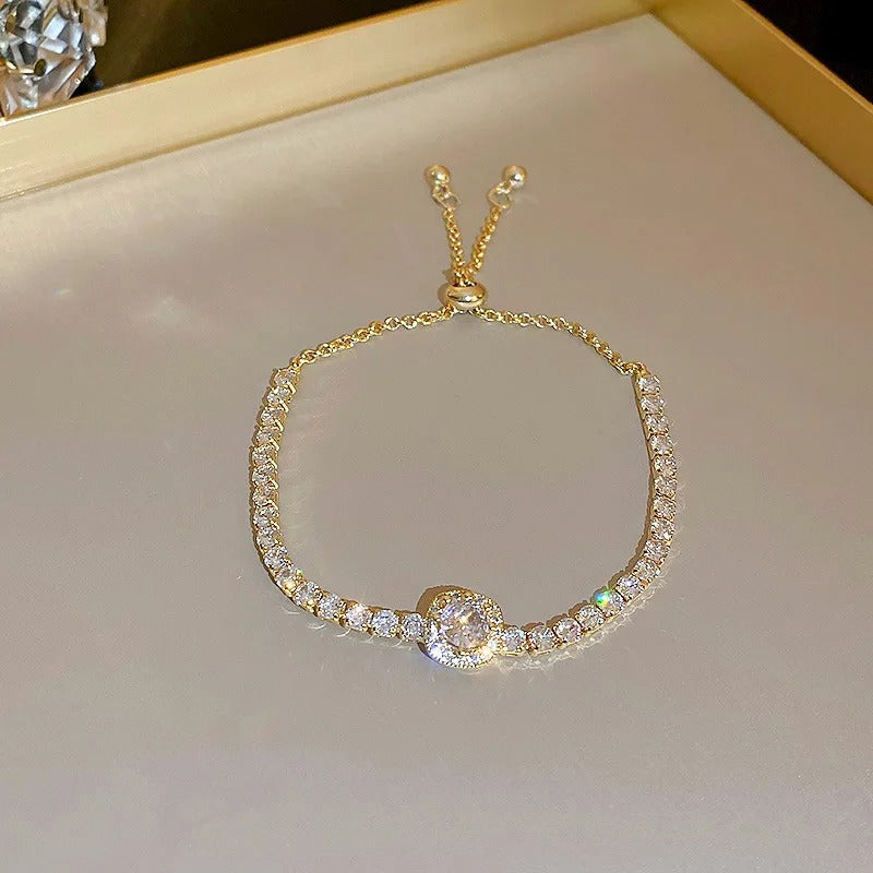 Adjustable Square Crystal Bangle Bracelet for Women
