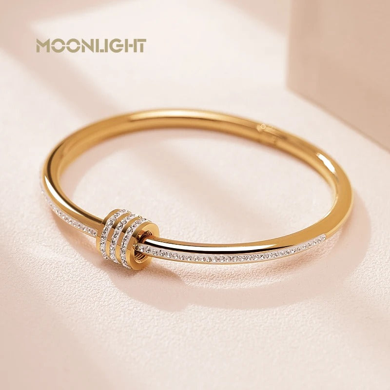 Classic Crystal Screw Bangle Bracelet for Women