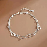 Double Layer Heart Beaded Bracelet for Women